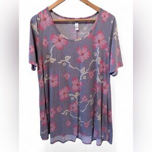 LuLaRoe Pink and Cream Floral Short Sleeve Top